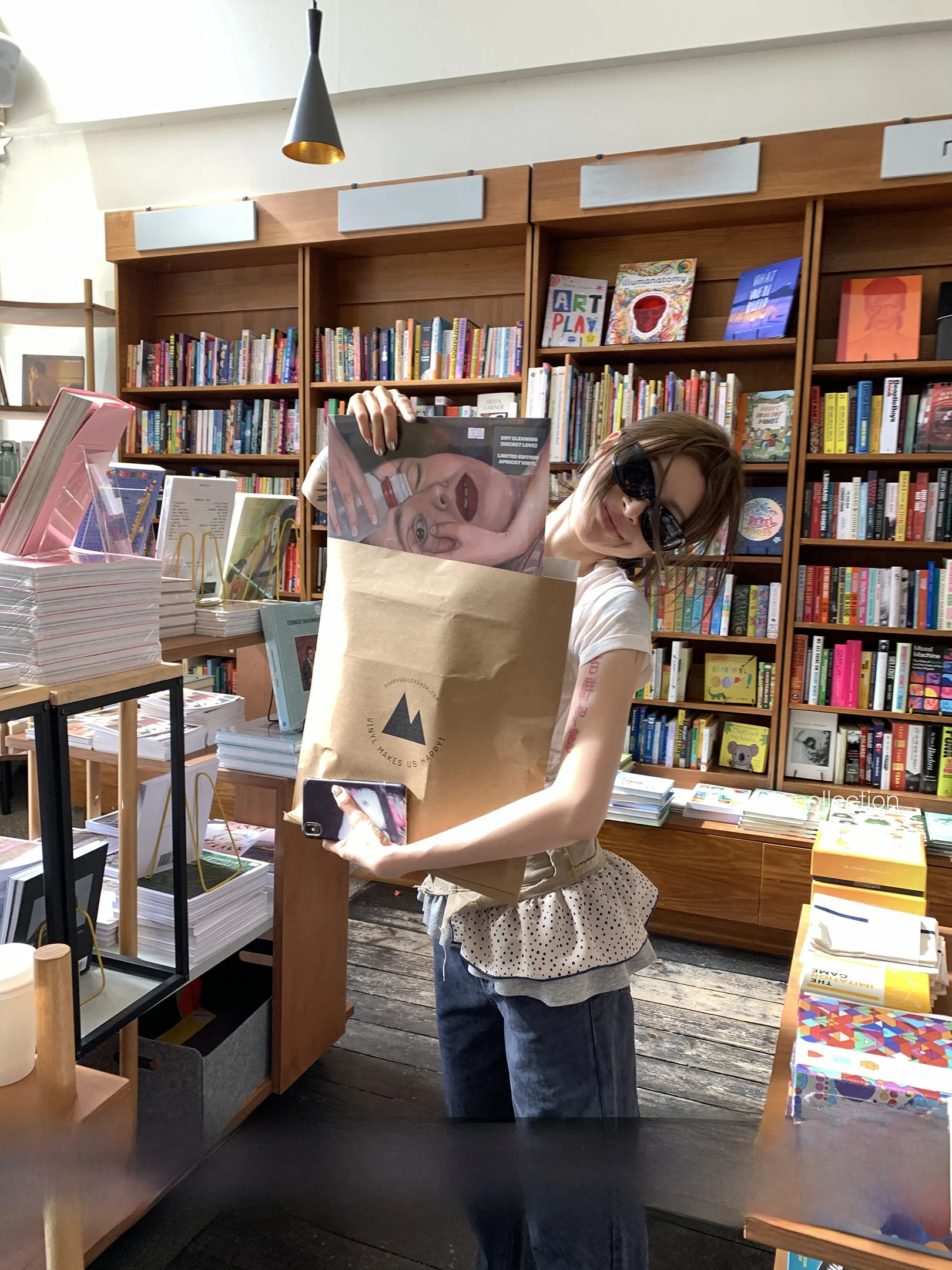 

Tee Goood Sweet Cool Cheered Hem Loose Feel Polka Dot Waist Section Casual Sle Low Waist Cotton Straight Leg Jeans