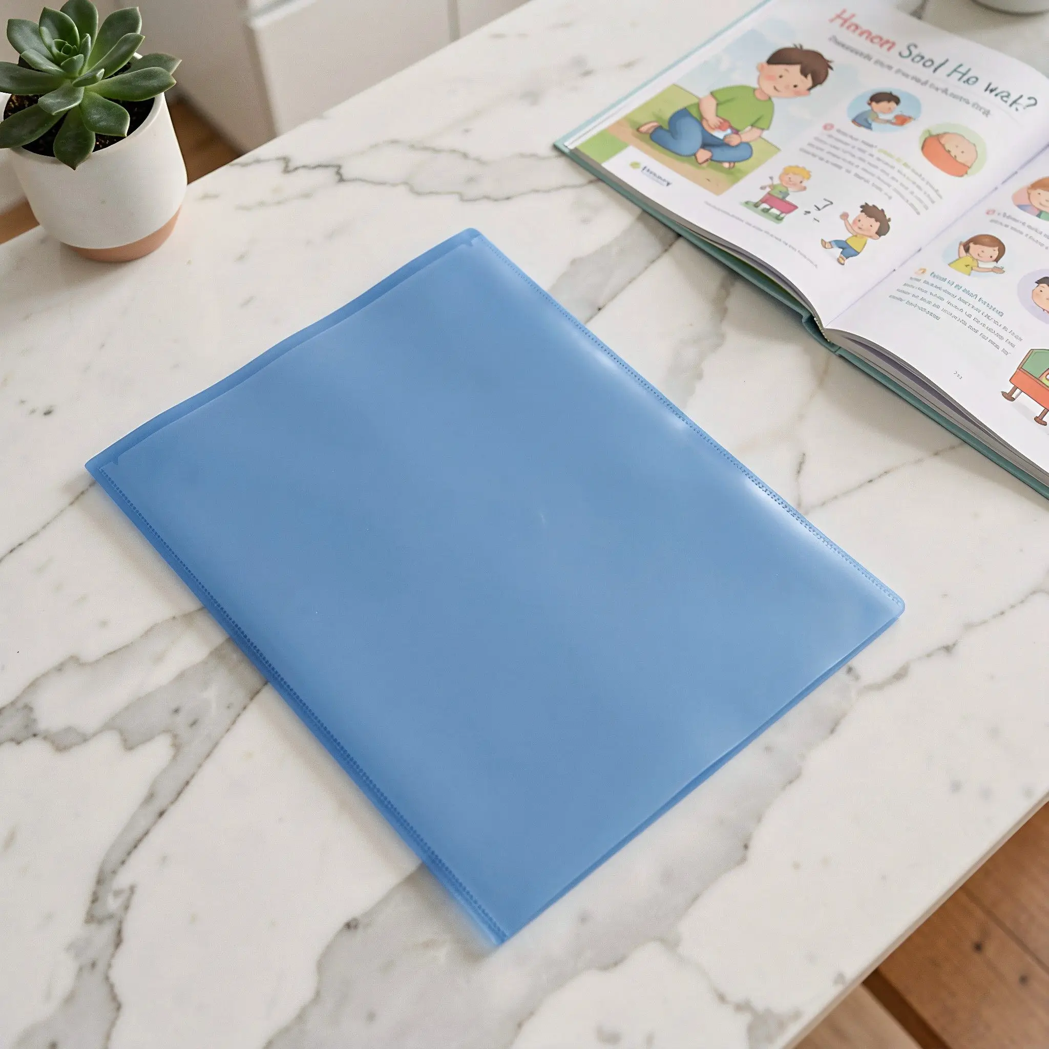 10 Pcs Double Insert Document Bag Clear Front Pocket A4 Plastic Take Home Folder PP Homework Folders Blue File for Students