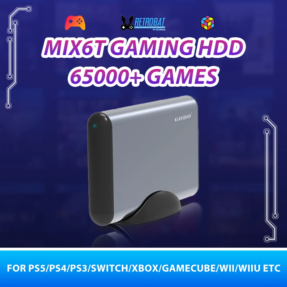 

MIX6T Game HDD With 65000+ Retro/PC Games For PS5/PS4/PS3/Switch/XBOX/Gamecube/Wii/WiiU Plug&Play Game Hard Drive For Windows PC