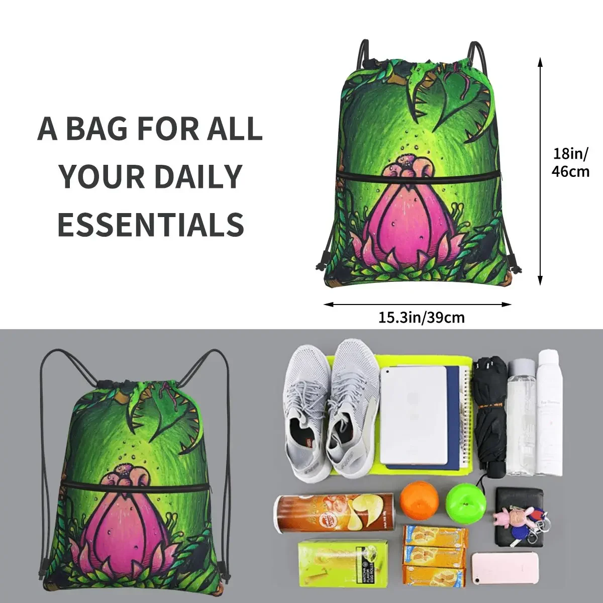 Terraria- Plantera Portable Backpacks Drawstring Bag Multi-function Drawstring Bundle Pocket Book Bags For School Students