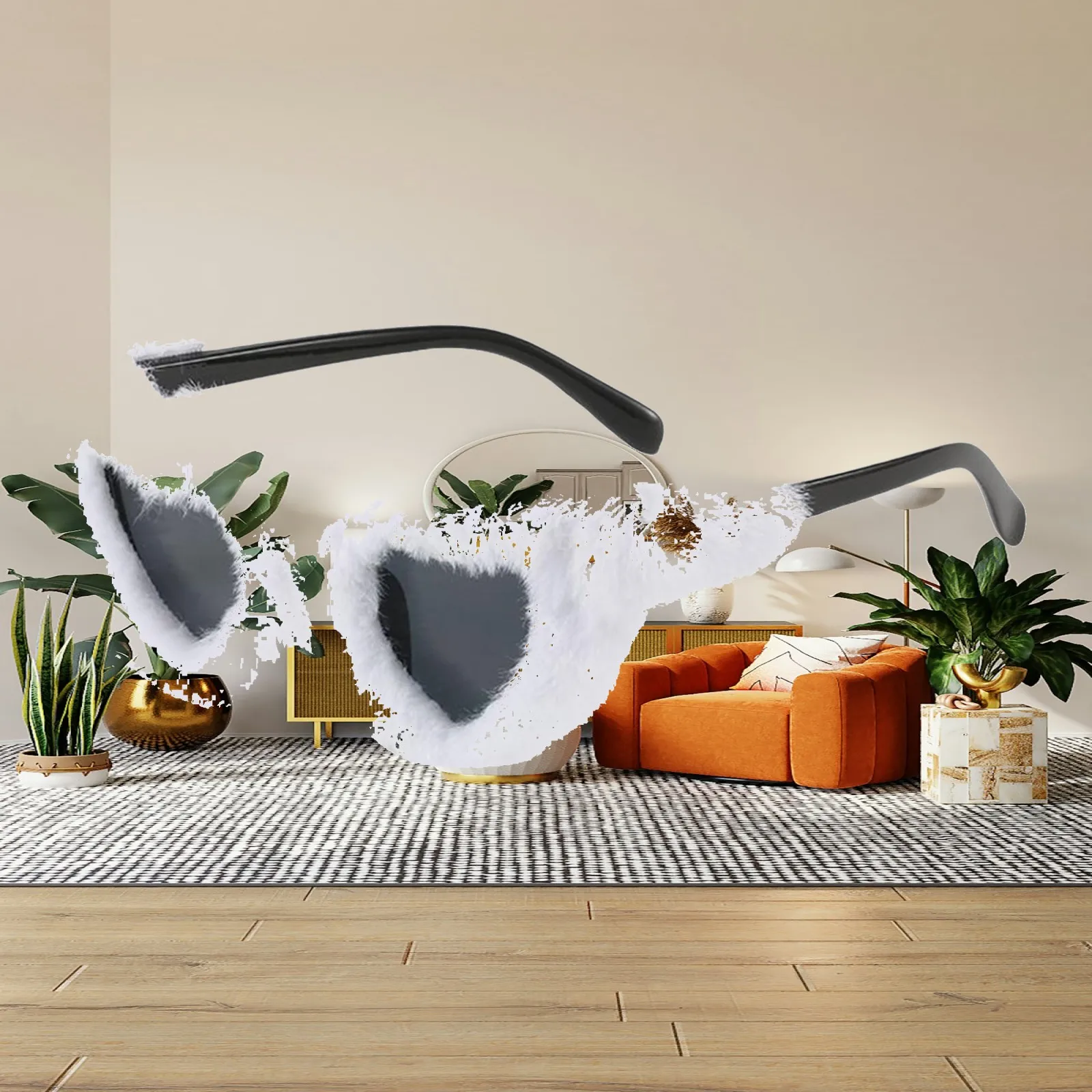 Stylish Heart Shape Sunglasses for Women Cute Plush Love Frame Retro Eyewear for Party Summer Holiday Outdoor Activities