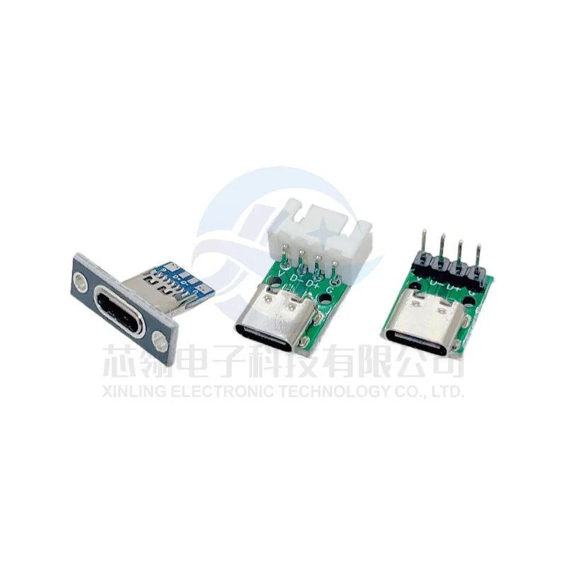 Base Tipo C con Placa Fija Interfaz de Carga de Datos USB3.1 Convierte la Placa de Prueba en Zócalo 2.54MM 3