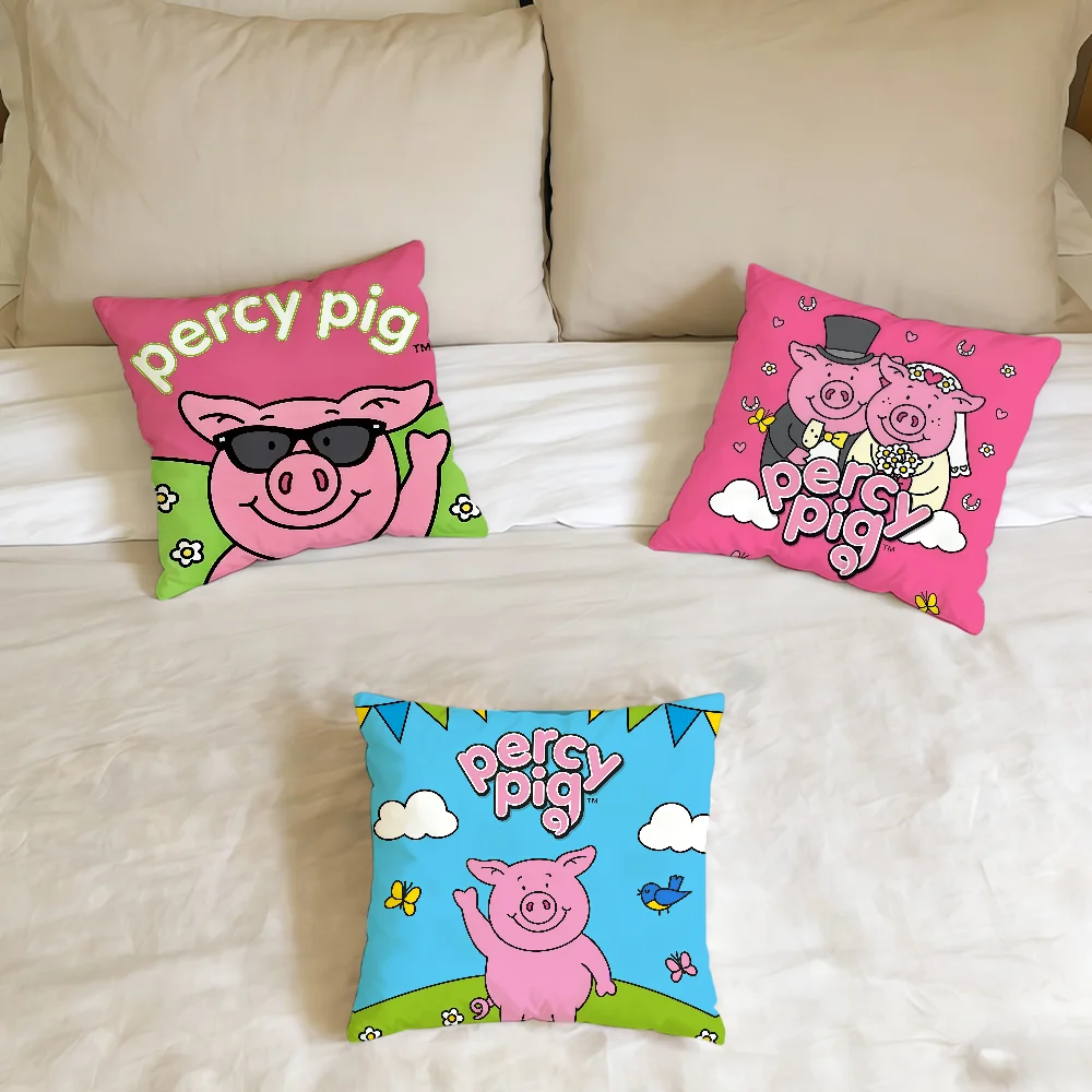 Cute Cartoon P-Percy P-Pig cushion cover Home Office Birthday Anniversary Gifts Soft Skin Friendly Cushion Cover