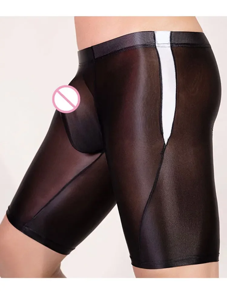 

Сексуальные масляные блестящие гладкие шорты для мужчин с выпуклым мешком Корректирующее белье Высокоэластичные прозрачные боксеры для спортзала Мужская одежда Леггинсы Тонкие