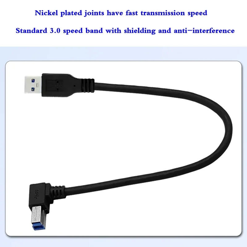 0.5m 1.5m High Speed USB 3.0 A Male Head to Printing B Male Head 90 Degree Bend For Printer Monitor Scanner Connection Cable
