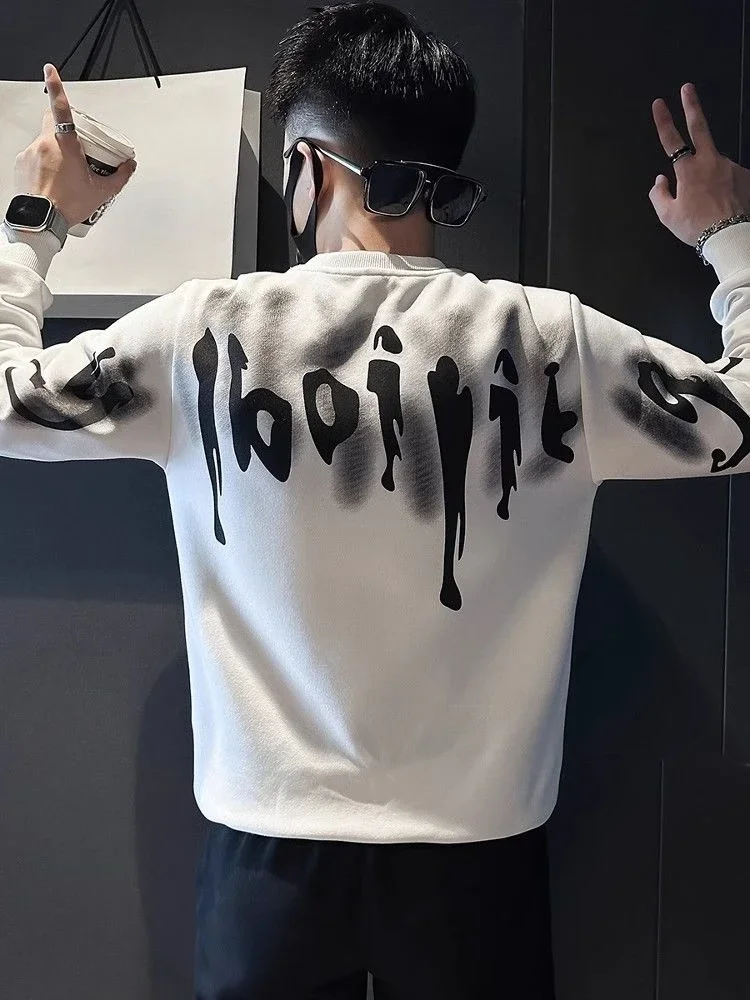 

Fleece-lined and Extra Thick Sweatshirts for Men Korean Style Plus Size Autumn Winter Simple Y2k Vintage 90s S Warm Man Pullover