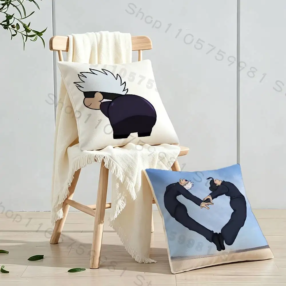 Couple S-SatoSugu Cartoon Cartoon Printing Pillowcase Customized Pillow Cover for Sofa Home Decor