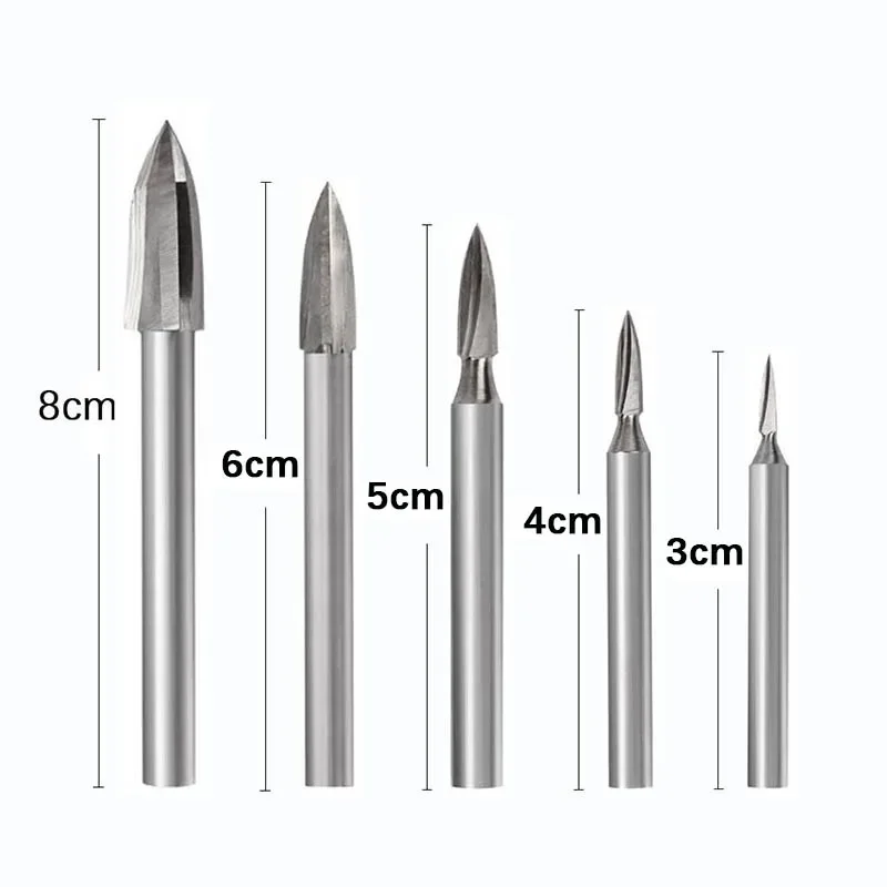 Wood Carving Drill Bit HSS Engraving Drill Bit Set Solid Carbide Steel Root Milling Grinder Burr Precise Carve Woodwork HandTool