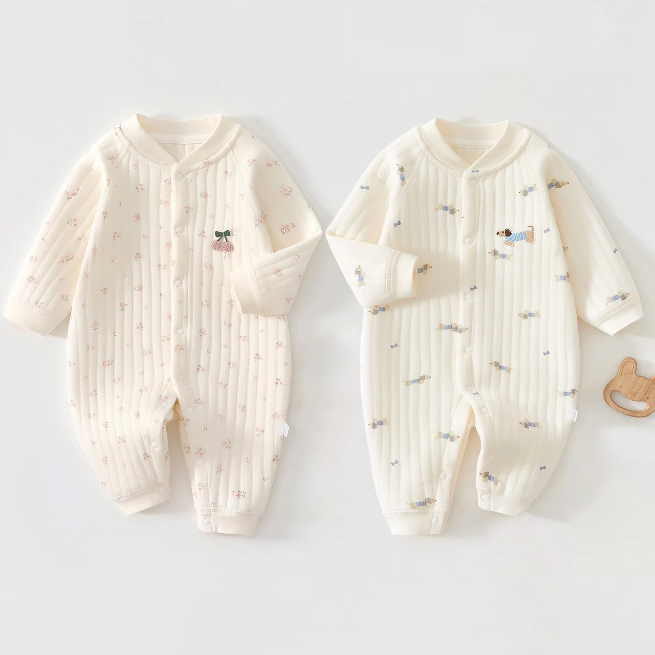 Autumn Winter Baby Jumpsuit Thicken Cotton One-piece Suit Newborn Romper Crawling Clothes 0-2Year Infant Warm Outerwear Bodysuit