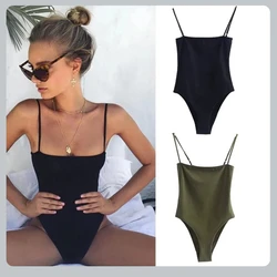 Women's swimsuit sexy solid color slim-fit halter bikini set low cut slimming chest one-piece swimsuit casual with top