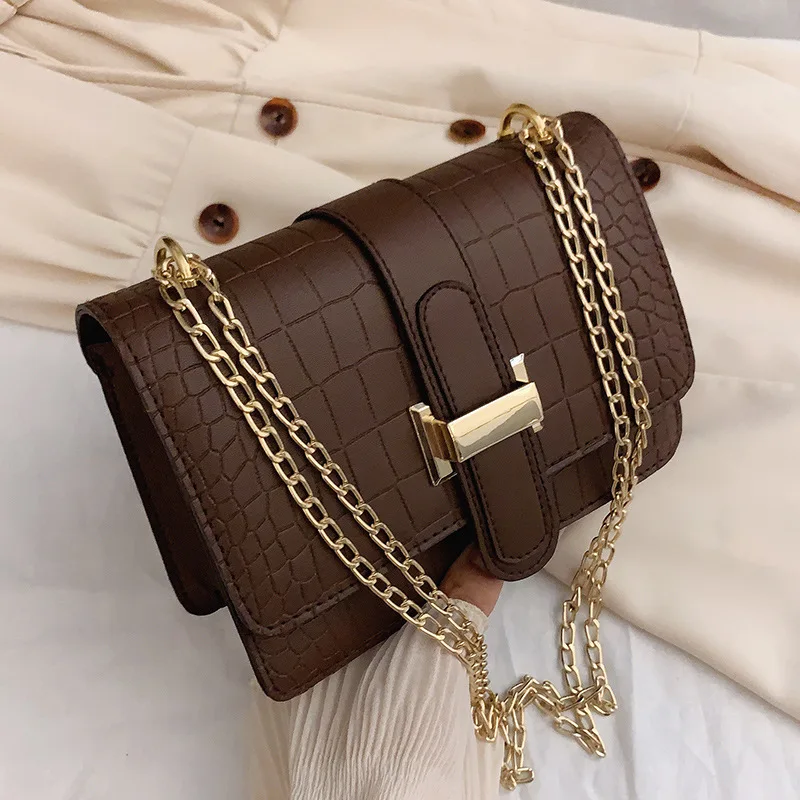 2024 New Shoulder Stone Pattern Oblique Ladies Embossed Solid Color Small Square Crossbody Handbag