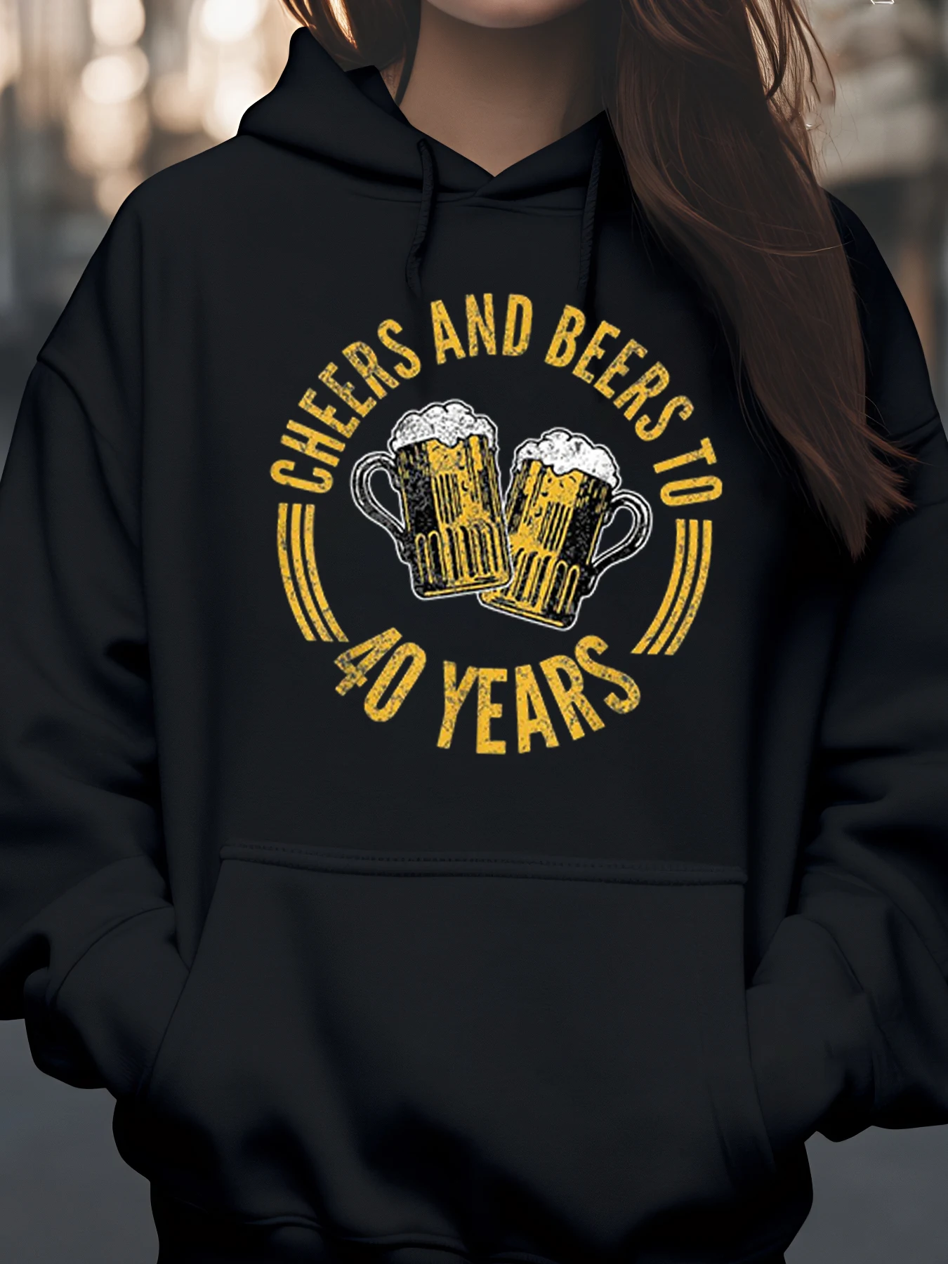 Salores e cervos até 40 anos canecas de cerveja com capuz estampado comemoração de aniversário roupa casual para adultos