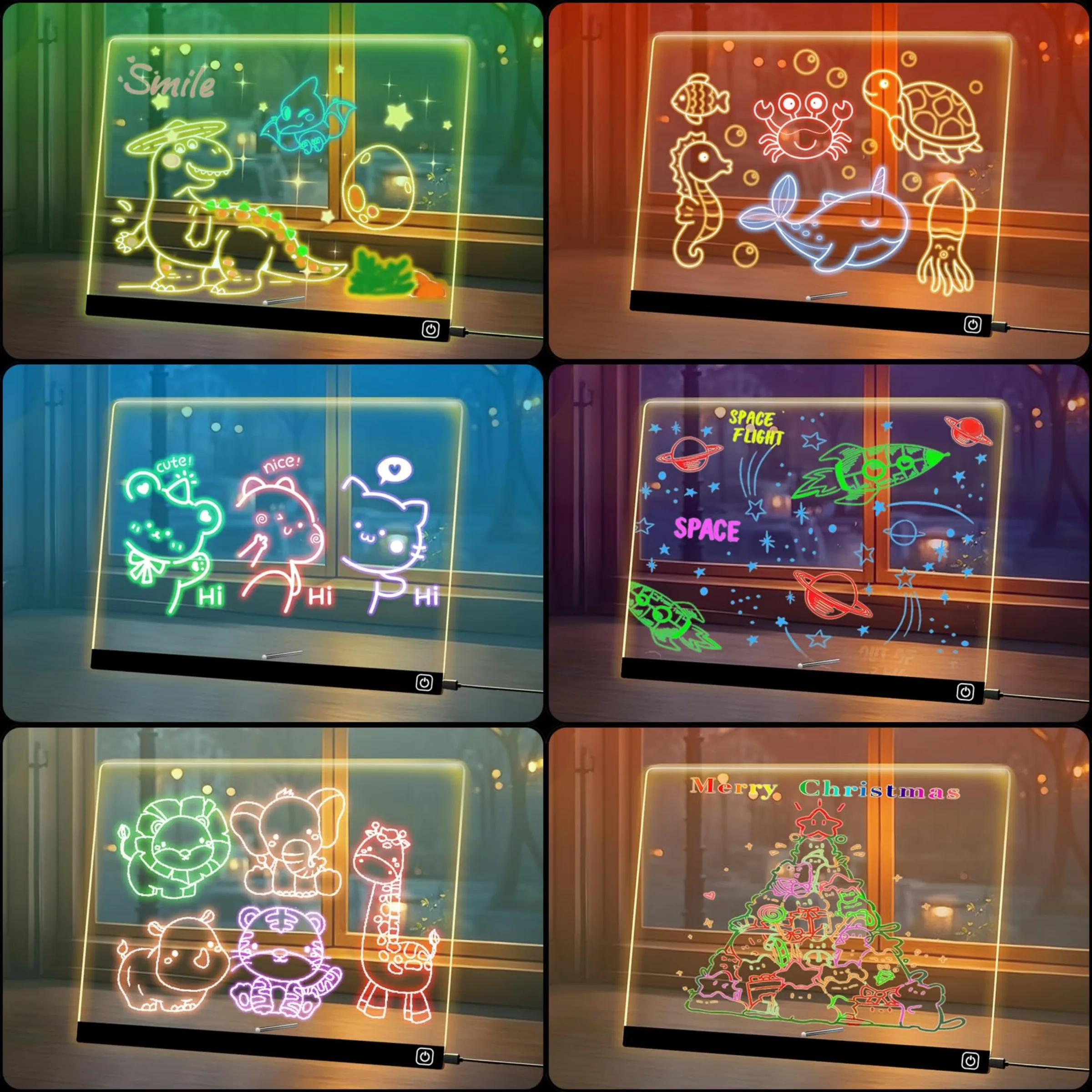 LED Drawing Board, 11 Inch Light Up Drawing Tablet with 7 Colors & 7 Modes, USB Powered Doodle Glow Drawing Board, Touch Control