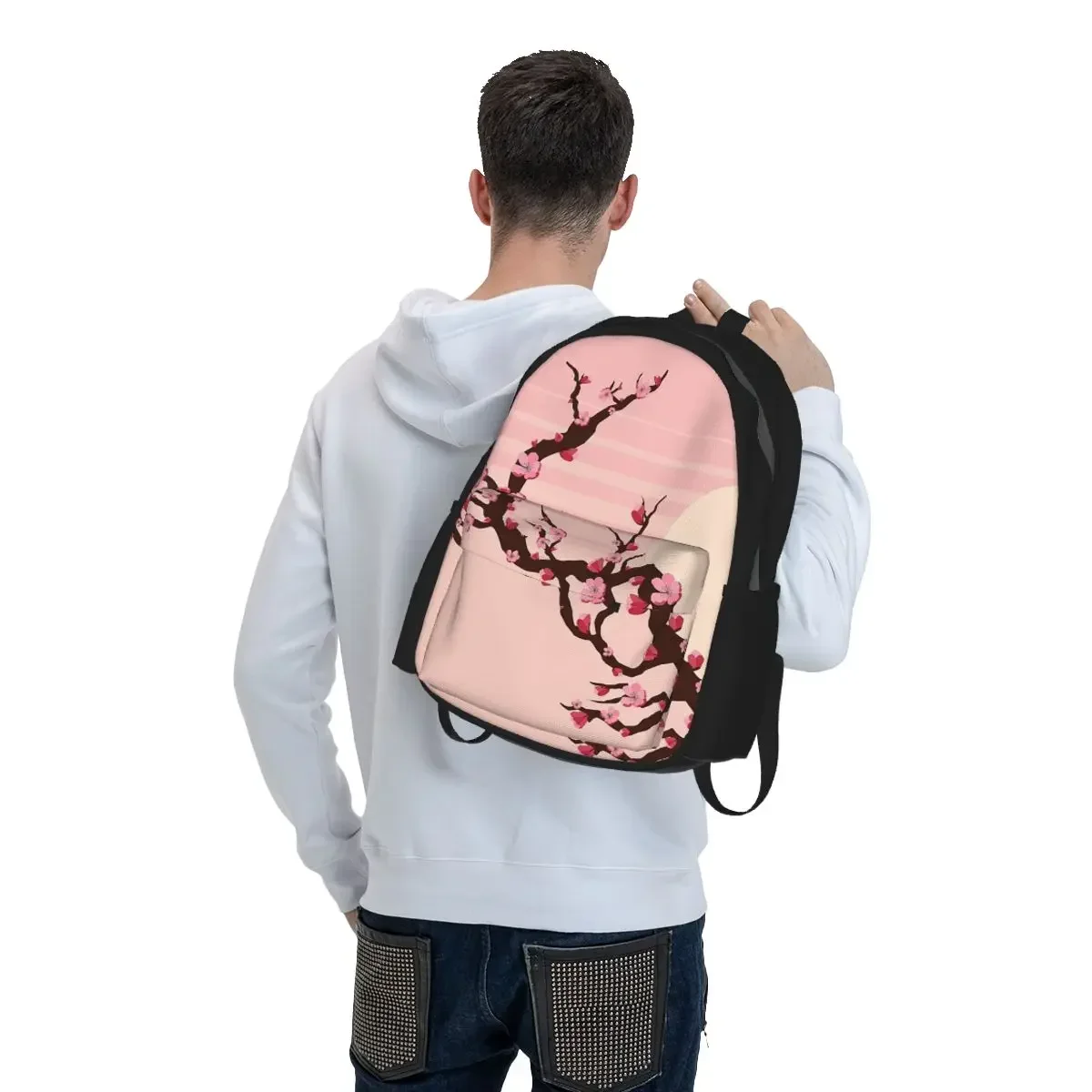 Japanese Cherry Blossom Pattern Backpack Boys Girls BookBag Children School Bag Computer Shoulder Bags for Men Women