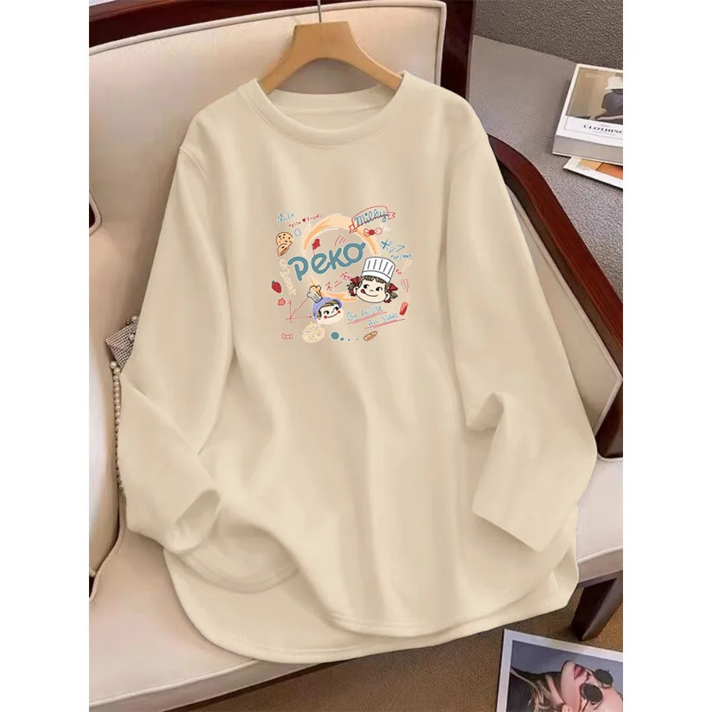 Thickened German Velvet Base Shirt Women's White Inner Wear Mid-Length Cover Butt Shark Pants Compatible T-Shirt for Autumn W...