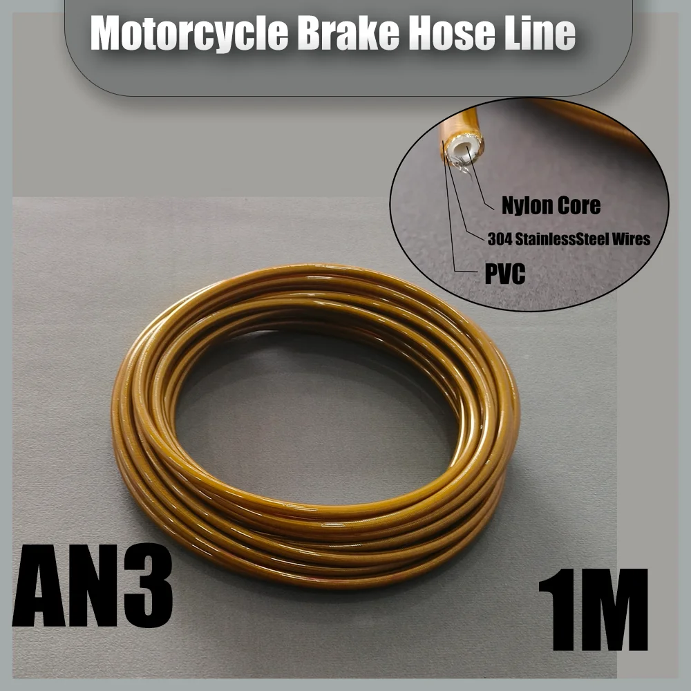 

Motorcycle Braided Stainless Steel Nylon Oil Line 1M AN3 Clutch Hose Brake Pipe Hose Dirt Bike Gas Oil Fuel Tube