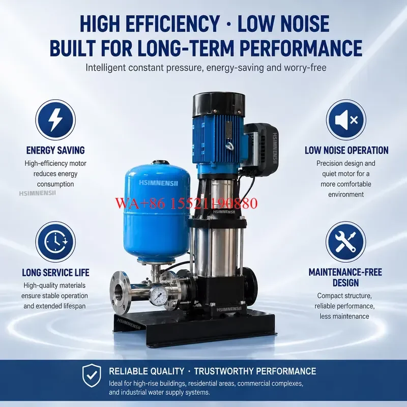 WMWMNU High Efficiency Stainless Steel Vertical Multistage Centrifugal Water Pump with Pressure Tank and VFD Controller