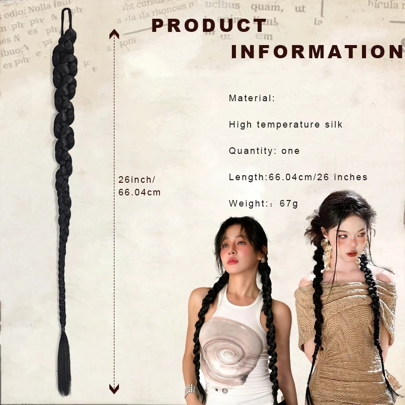 Long Twisted Braid Synthetic Hair Extensions for Girls Stylish Sweet Daily Wear Soft Synthetic Hair Pieces