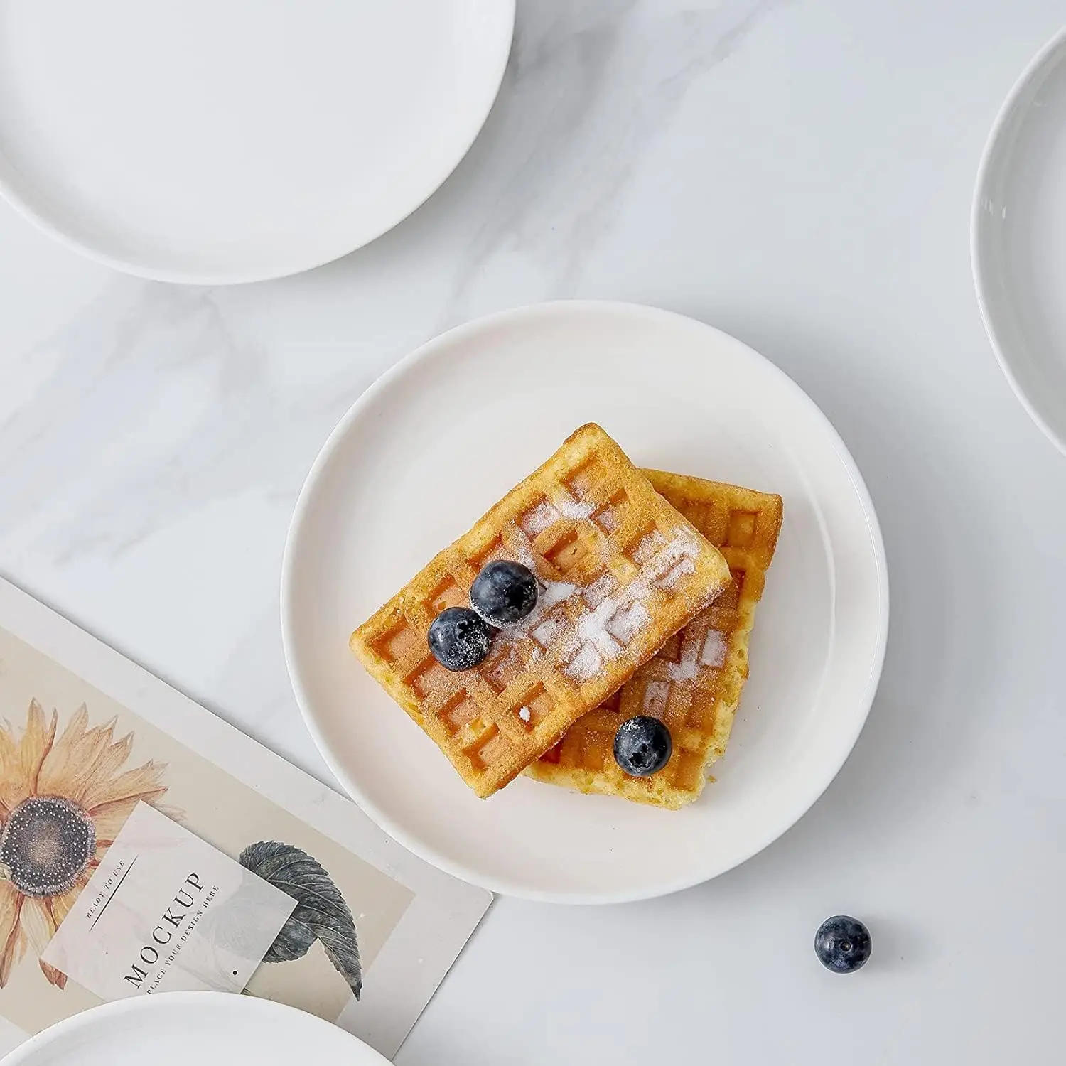 16 Piece Ceramic Appetizer Plates, 5.6 Inch Small Dessert Plates Set, White Round Plates for Bread, Butter, Snack, Lightweight D