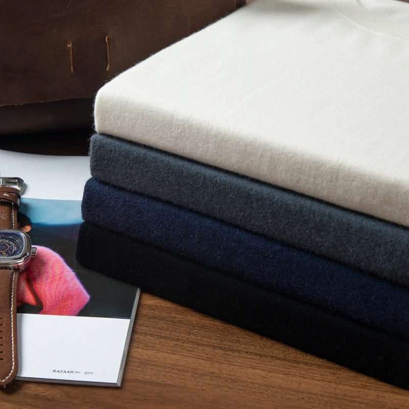 100% cashmere men's pullover business casual 18 needle knitted spun sweater Round Neck Tops loose Jumper high-quality luxury