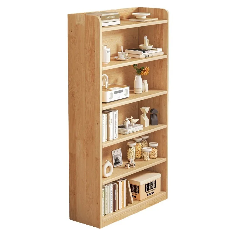 

Solid wood bookshelf, floor, storage, integrated, against the wall, storage, student, household