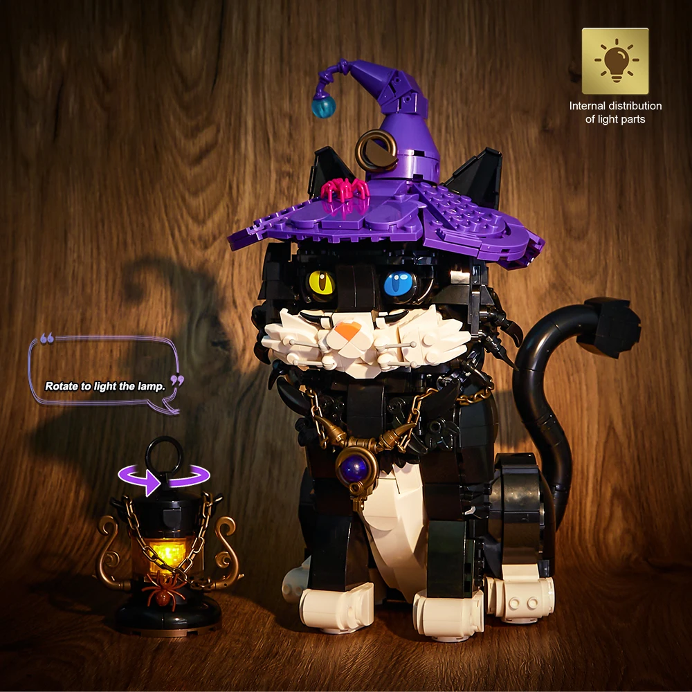 Componenti di illuminazione, decorazioni giocattolo per la camera da letto del gatto misterioso, ornamenti per il desktop, set di blocchi da costruzione, regali di Natale e compleanno
