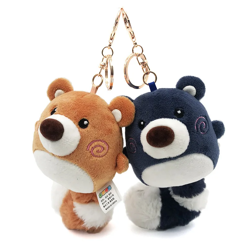 15CM 1 pz cartone animato orsetto dalla coda strana bambola di pezza portachiavi carino piccolo animale peluche ciondolo borsa da scuola zaino decorazione regalo