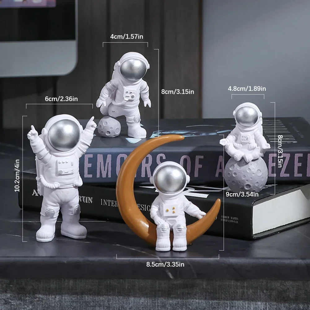 宇宙飛行士の置物,子供向け,スペース彫刻,教育玩具,デスクトップ,家の装飾,ギフト,モデル,4個