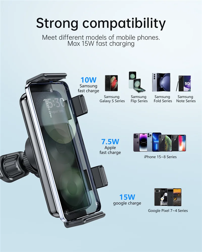 Car Wireless Charger Stand Car Phone Holder Mount 15W Fast Car Charging for iPhone Samsung Galaxy S23 S22 S21 Z Fold Flip 5 4 3 image 4