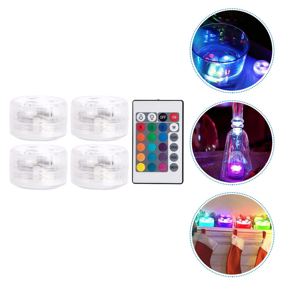 

4 Pcs Diving Light Rgb Pond Submersible Pool Lights LED Bathtub Mini Waterproof Underwater with Remote