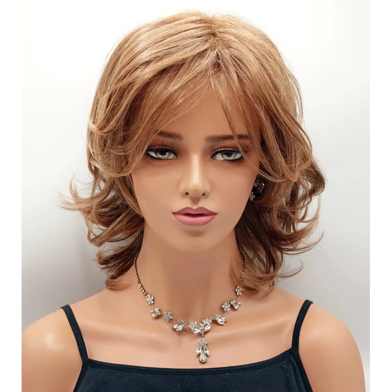 

Human Hair New Fashion Gorgeous Women's Golden Brown Wigs 12 In