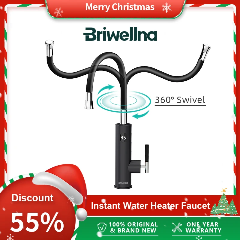 Briwellna Electric Faucet With Universal Spout Water Heater 220V Heating Tap Instant Water Heater Stainless Steel Faucet Geyser