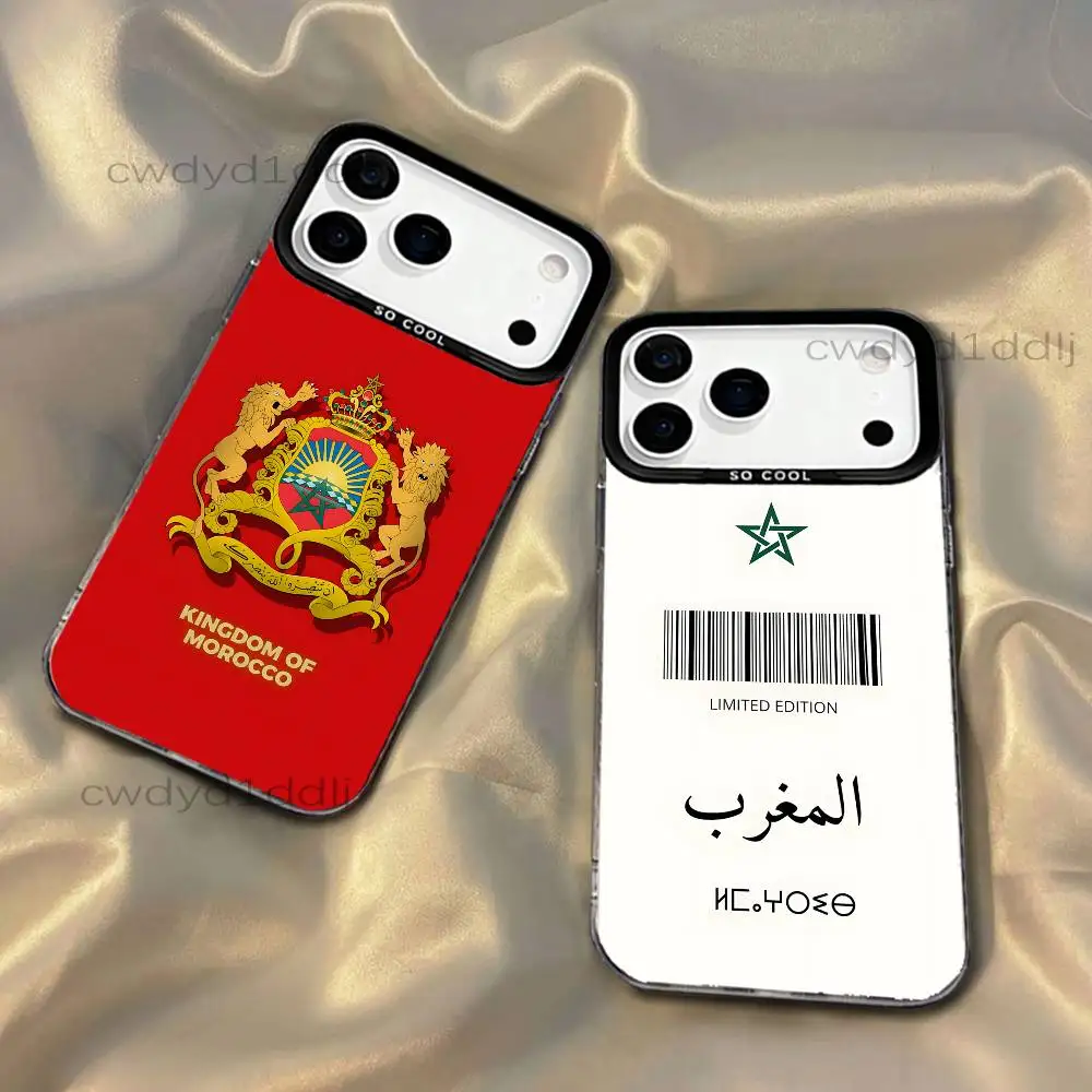 

Moroccan Morocco Flag Passport Map Phone Case For iPhone 17,16,15,14,13,12,X,8,Pro,Max,Plus,SE4,Air,Mini HD Black IMD Matte