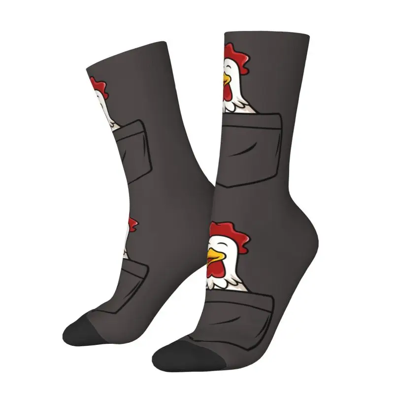 Custom Fashion Pocket Animal Rooster Socks Women Men Warm 3D Printed Cartoon Chicken Basketball Sports Socks