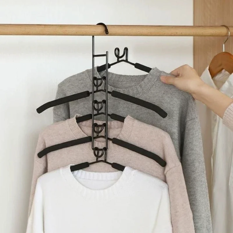 5 in 1 Anti Slip Clothes Hangers, Space Saver, Multi Layers Wardrobe Clothes Rack, Blouse Hanger Closet Storage Organizer