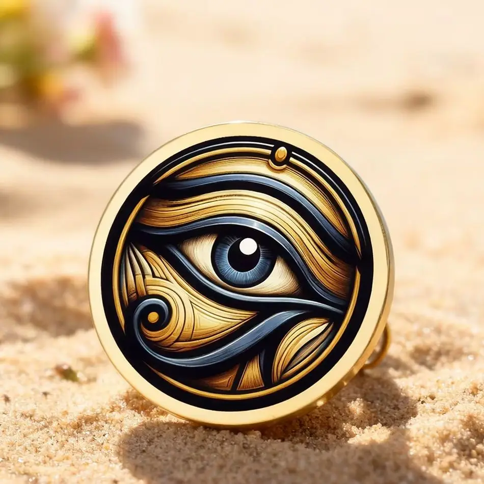 Dawapara Ancient Egyptian Eye of Ra Brooch Good Luck Eye of Horus Spiritual Symbol Lapel Pin Stainless Steel Jewelry