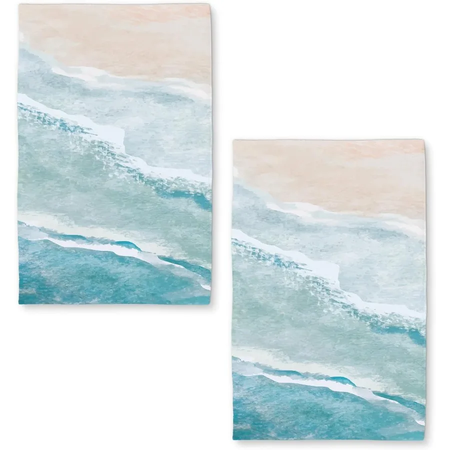 

Пляжные кухонные полотенца Набор из 2-х кухонных полотенец Кухонные полотенца для рук Впитывающая быстросохнущая ткань из микрофибры Полотенце для кухонной сушки