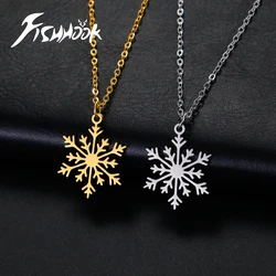 Flower Snow Necklace New Year Christmas Day Chain Gift for Woman Men Kid Child Baby Snowflake Pendant Stainless Steel Jewelry