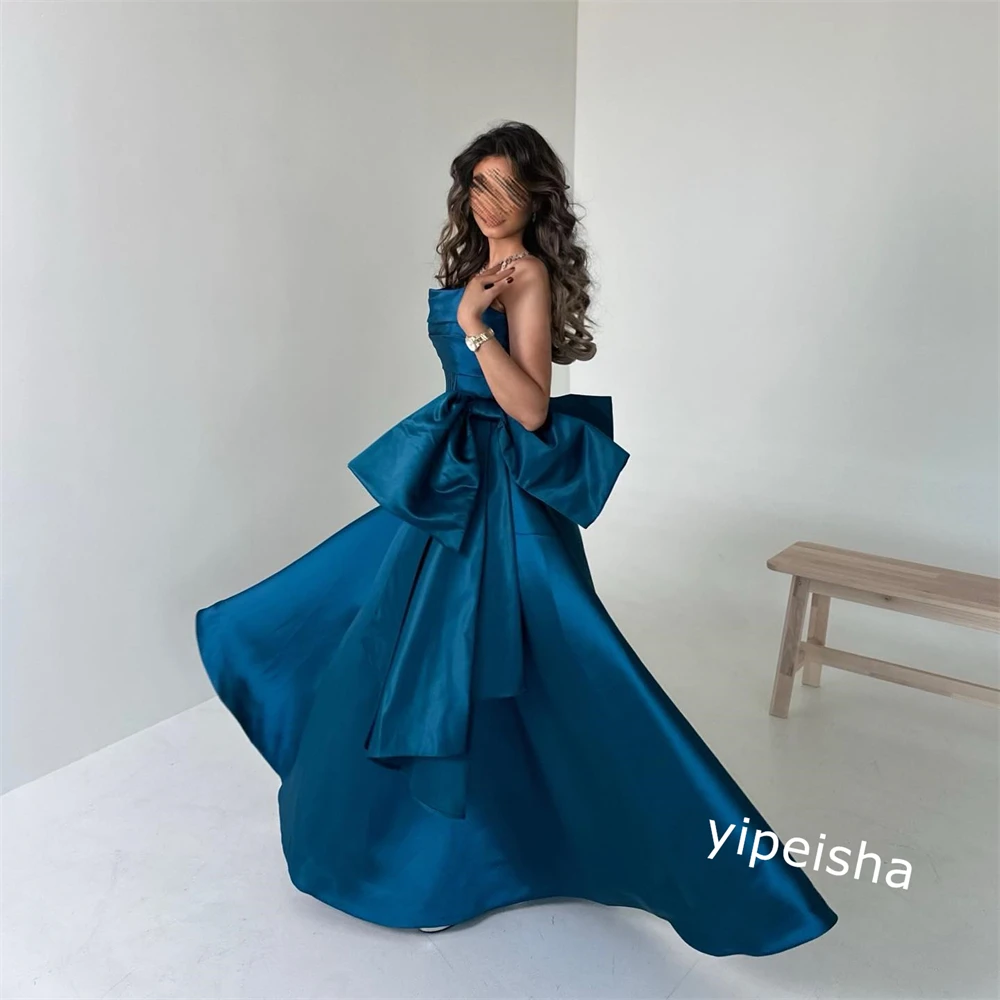 Ball Dress Saudi Arabia Prom Satin Bow Cocktail Party  Gown Strapless Bespoke Occasion  Long Dresses