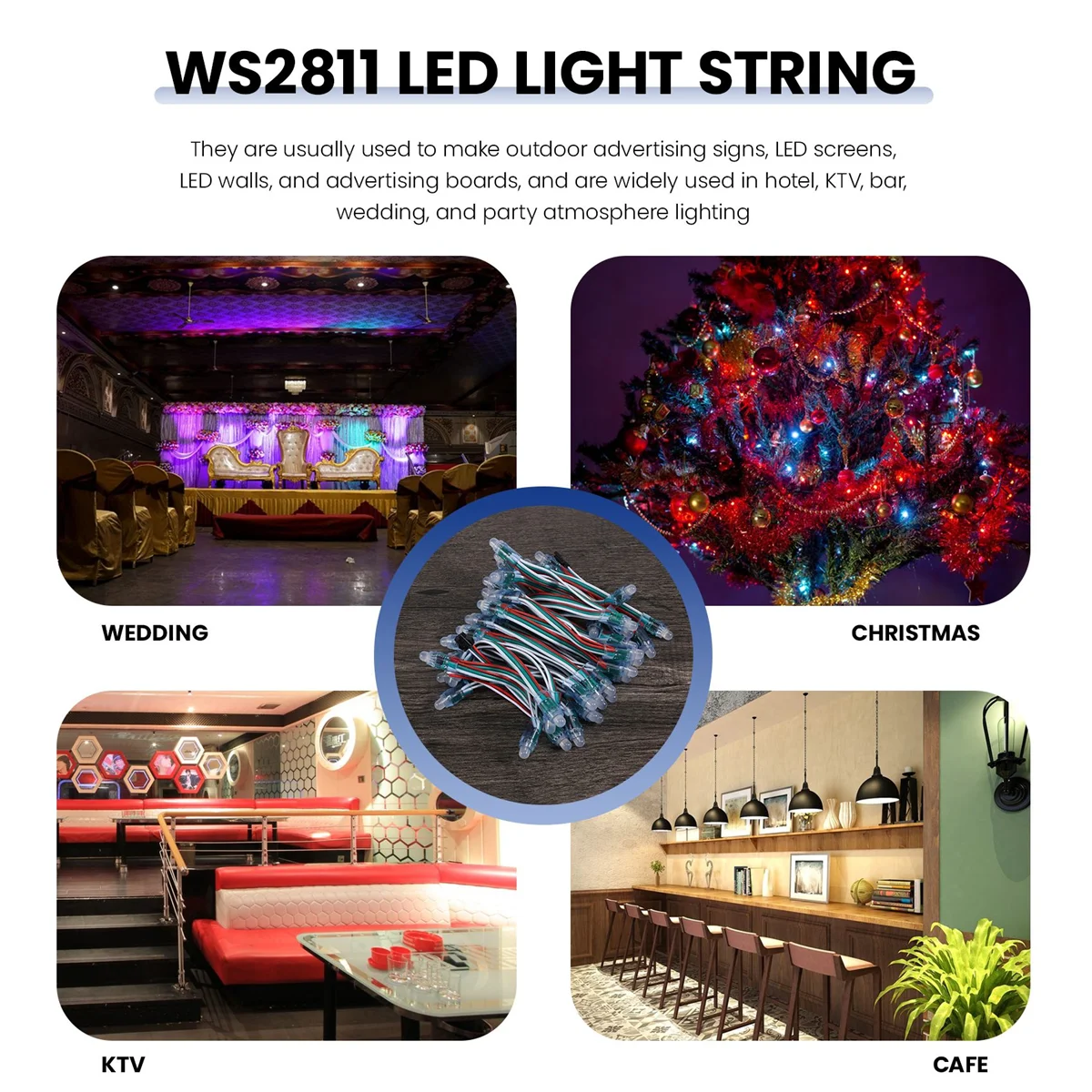 50 pièces WS2811 RGB LED Pixels lumière adressable individuellement 12mm diffusé numérique polychrome LED Module de Pixel lumière DC12V