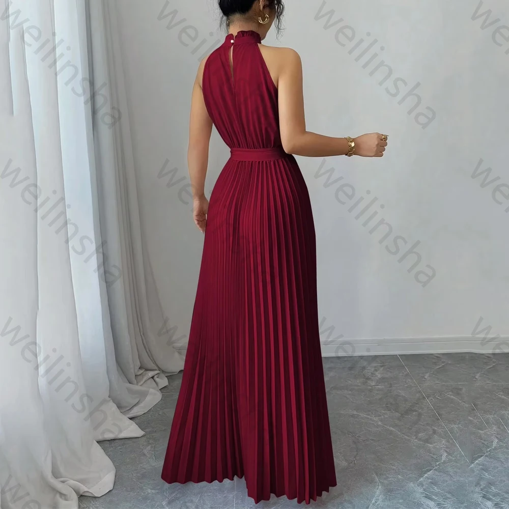 Elegante lovertjes chiffon mouwloze avondjurken sexy plooi lange jurk prachtige hoge kwaliteit prom feestjurken op maat