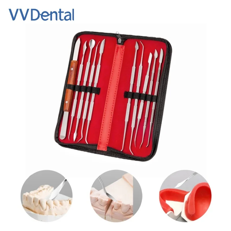 10pcs/Set Dental Tool Set Spatulas Plaster Knife Practical Versatile Teeth Wax Carving Tool Set Dental Dentistry Instrument Tool