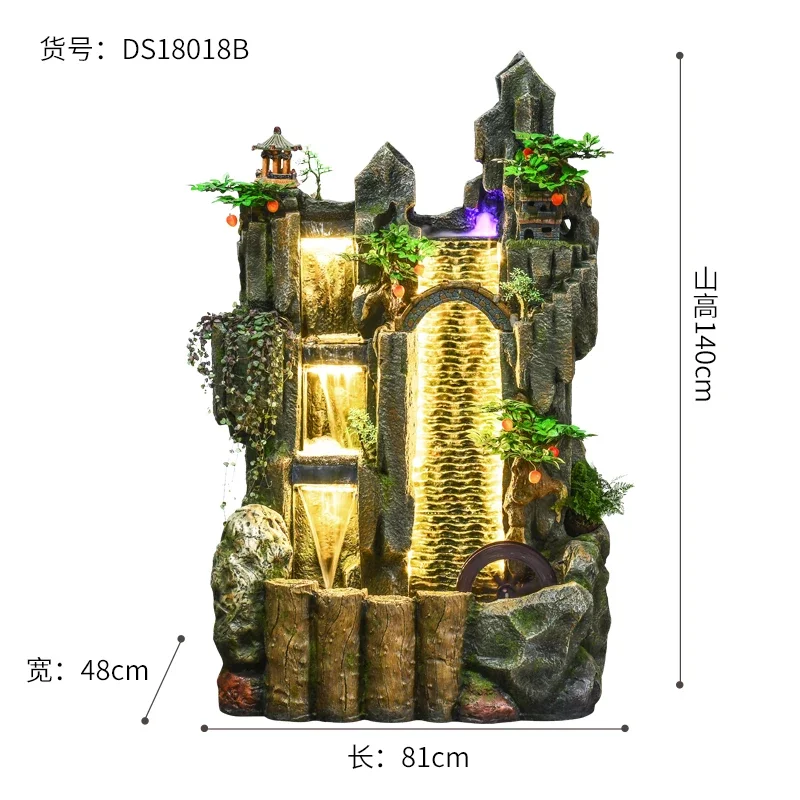Rockery flowing water fountain ornament water curtain wall living room water feature fish pond creative home decoration