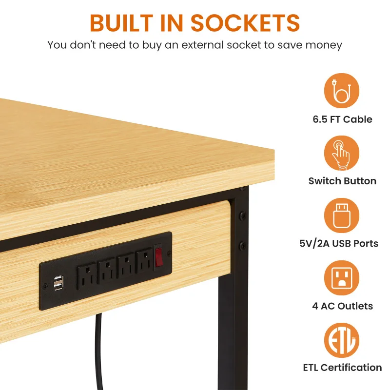 48''Adjustable Workbench with pegboard, Heavy Duty Wooden Desktop Workbench with Wheels, 1600 lb. Load Capacity, Rolling Workben