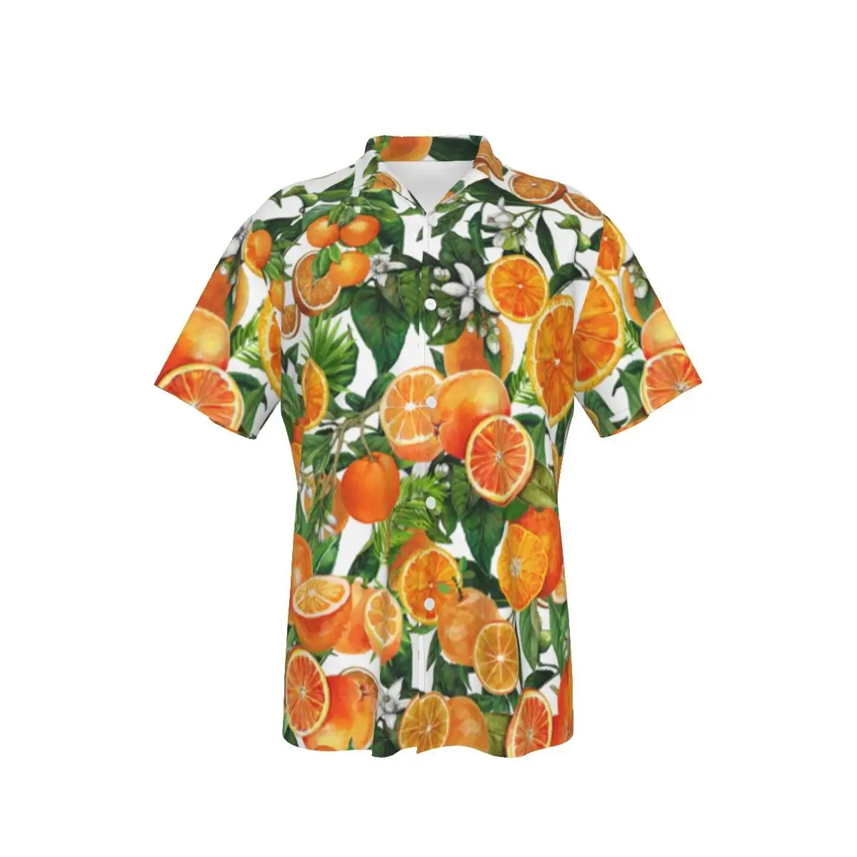 Hawaiian Shirts for Men Orange Print Beach Short Sleeve Summer Casual Button Up Tops 3D Shirts