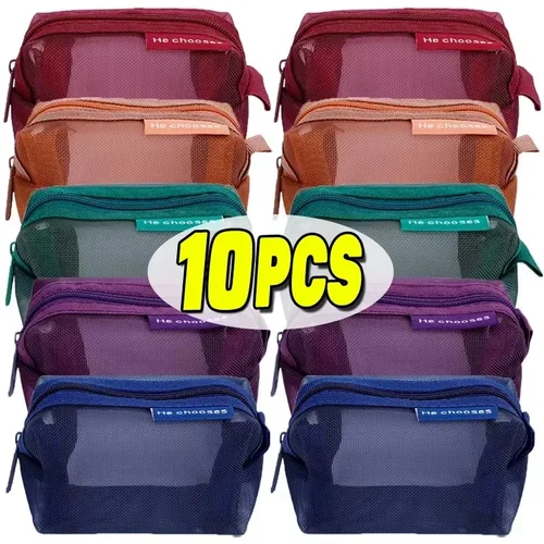Monedero de malla transparente, Mini bolsa con cremallera, bolsa de almacenamiento de Cable de datos para auriculares, organizador de viaje, bolsa portatarjetas de identificación, 1/10 Uds.