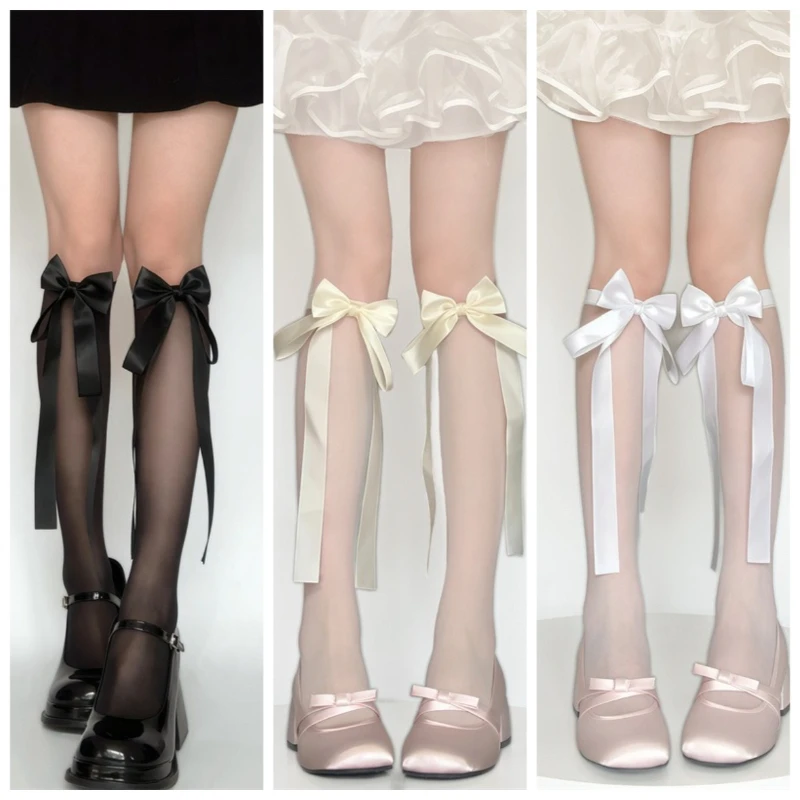 1/3 Doppelschleifen-Socken, atmungsaktiv, bequem, mittelhohe Socken, süße, einfache, leichte, rutschfeste Damensocken