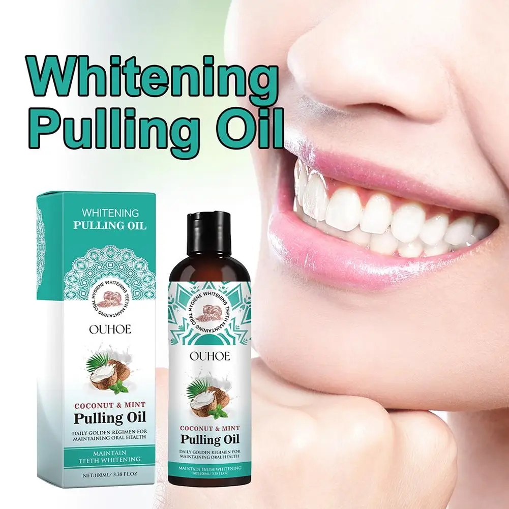 100ml Coconut Mint Pulling Oil Mouthwash Alcohol-free Breath Tongue Mouth Fresh Teeth Scraper Oral Whitening Health Care Se B1O5