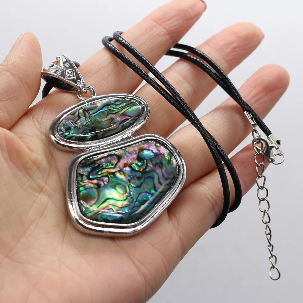 Natural The Mother Of Shell Necklace Abalone Pendant Leather Cord 2MM Charms For Elegant Women Love Romantic Gift
