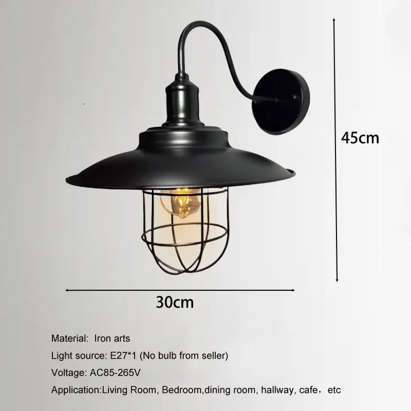 American Retro Industrial Style Restaurant Cafe Hallway Wall Lamp Tavern Dining Bar Personalized Vintage Multi-Color Wall Lights